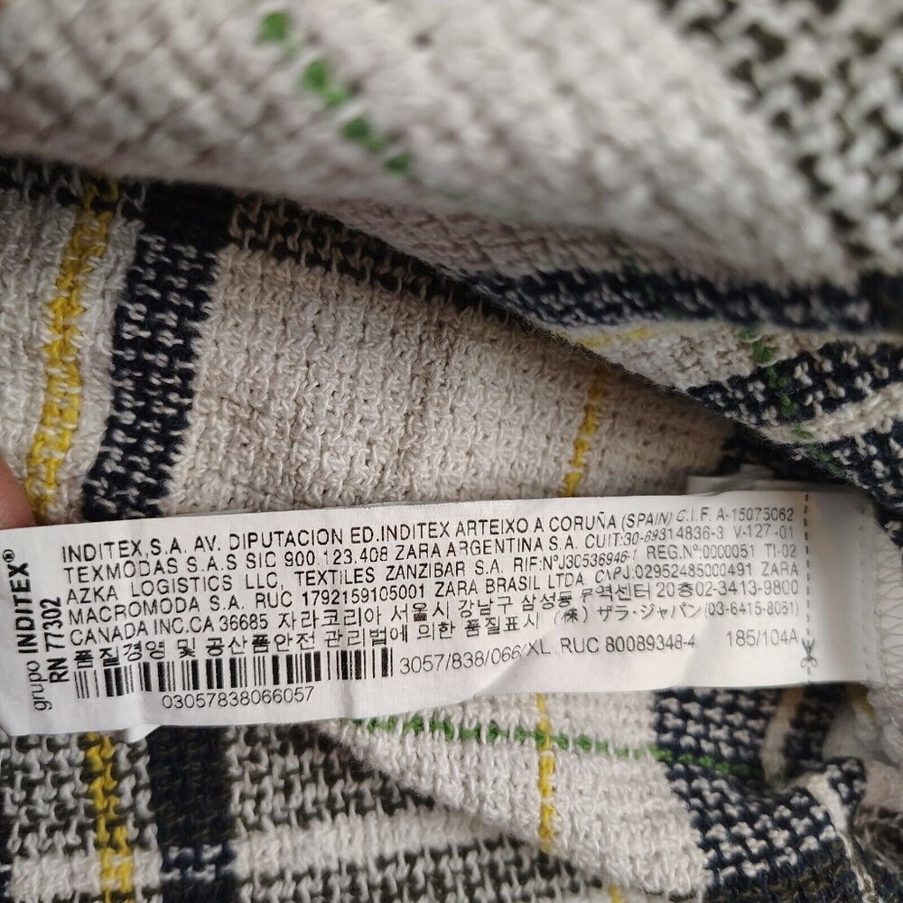 Zara Mens White Plaid Button Up Long Sleeve Woven Relaxed Fit Sz XL - Picture 4 of 9